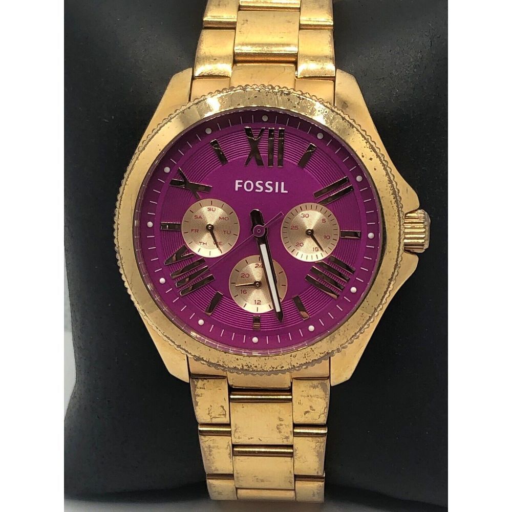 Fossil AM4549 Women Rose Gold Stainless Steel Analog Pink Dial Wrist Watch OP384